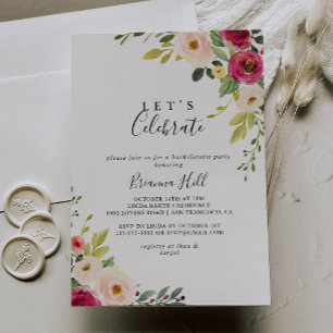 Invitation Végétation Rose Blush Floral Fêtons la fête