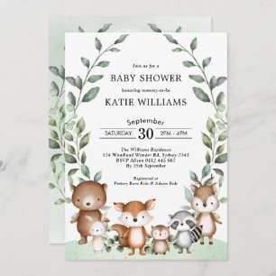 Invitation Végétation simple Baby shower animal forestier for