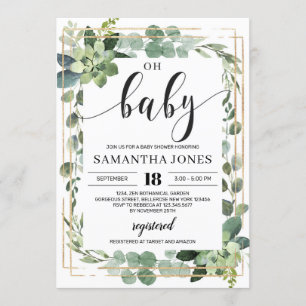 Invitation Végétation tendance succulent floral oh baby showe