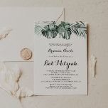 Invitation Végétation tropicale Blanc Floral Bat mitzvah<br><div class="desc">Cette invitation à la bat mitzvah à la végétation tropicale blanche et fleurie est parfaite pour un bat mitzvah rustique. Le design est composé de bouquets feuille de palmiers verts avec de belles fleurs blanches.</div>