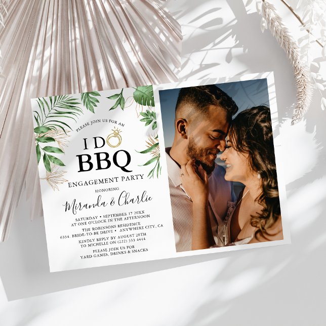 Invitation Végétation tropicale & Or 'I Do BBQ' Photo en coup (Créateur téléchargé)