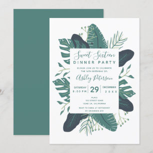 Invitation Végétation typographie fleur tropicale douce 16