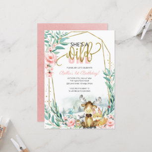 Invitation Végéty Woodland She's A Wild One First Birthday