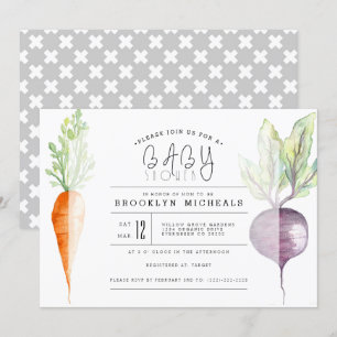 Invitation Veggie Duo   Baby shower d'aquarelle de la bettera