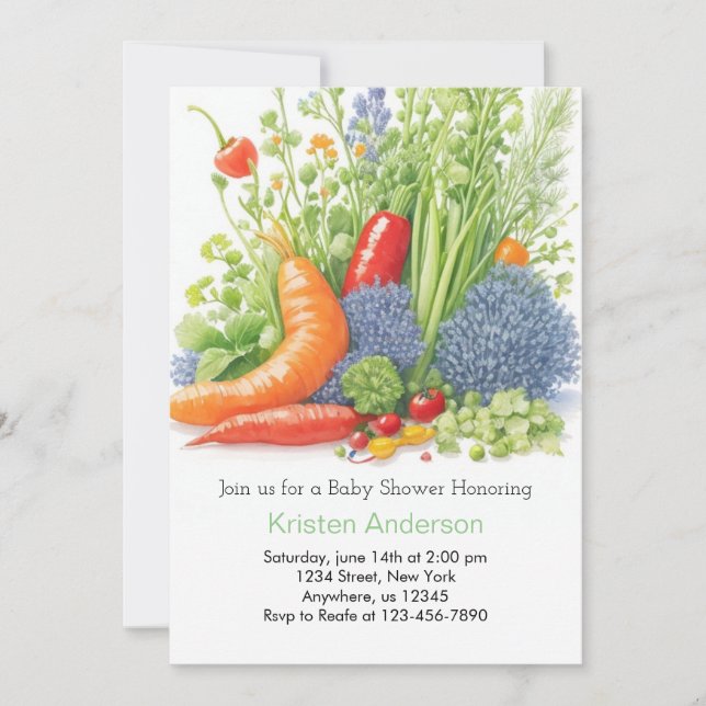 Invitation Veggie Garden Baby shower d'aventure (Devant)