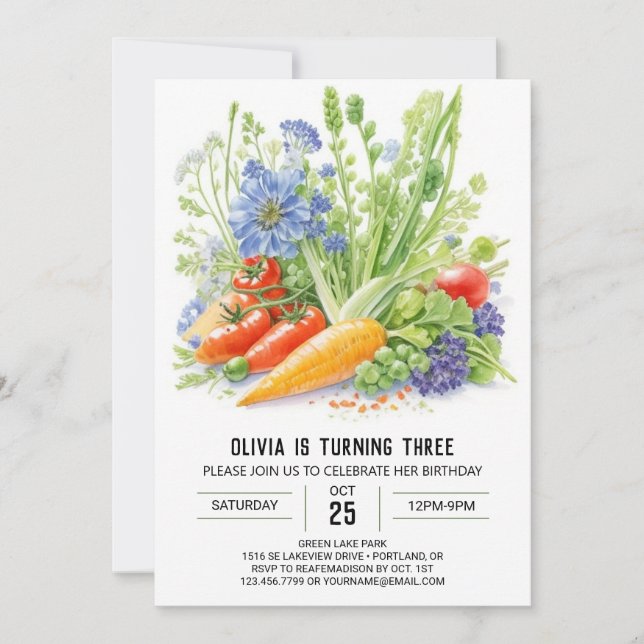Invitation Veggie Patch Aventure Anniversaire (Devant)