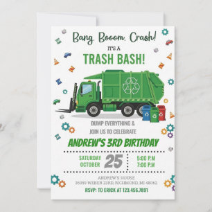 Invitation Véhicule de camion poubelle personnalisé pour l'an
