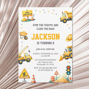 Invitation Véhicules de construction Camion de vidage Bulldoz