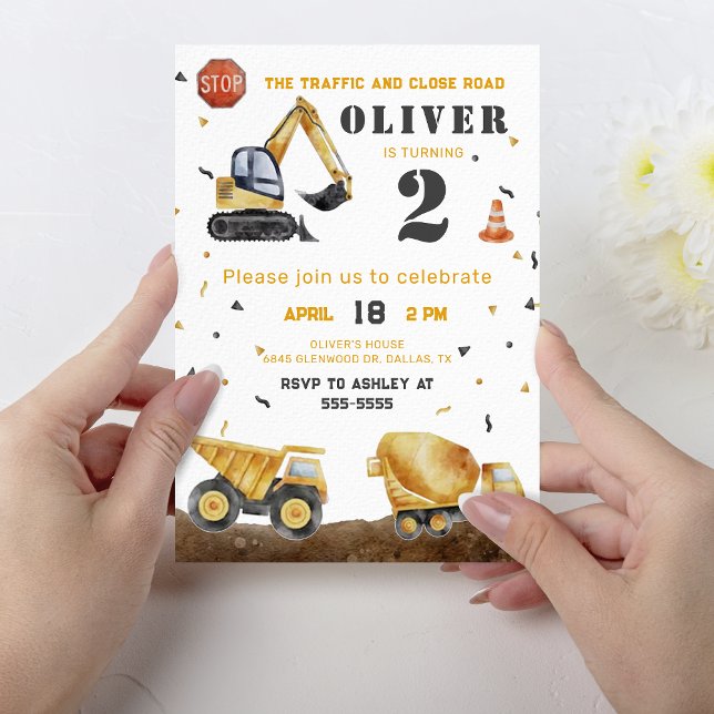 Invitation Véhicules de construction Garçon fête d'anniversai (Créateur téléchargé)
