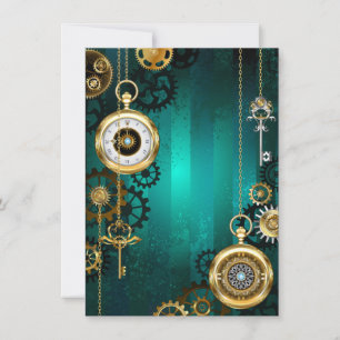 Invitation Veille bijoux Steampunk sur un Arrière - plan vert
