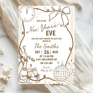 Invitation Veille du Nouvel An Champagne Manuscrit Doodle Bei