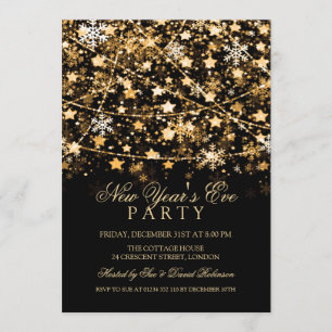 Invitation Veille du Nouvel An Fête Vacances Guirlande Lumine