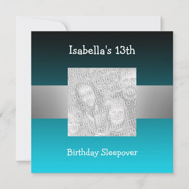 Invitation Veillée d'anniversaire 13 ans Argent Vert Photo 2 (Devant)