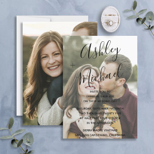 Invitation Vellum Look Black Handletted Mariage photo