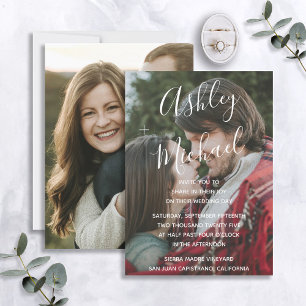 Invitation Vellum Look blanc Mariage photo