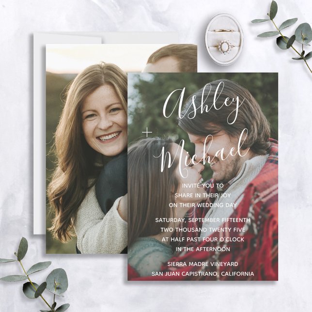 Invitation Vellum Look blanc Mariage photo (Créateur téléchargé)