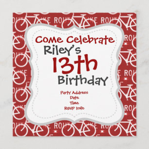 Invitation Vélo amusant Route Fixie Vélo Cycliste Motif Rouge