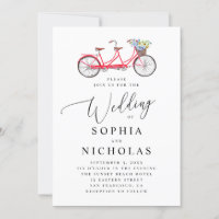 Vélo en tandem rétro. Mariage de script élégant