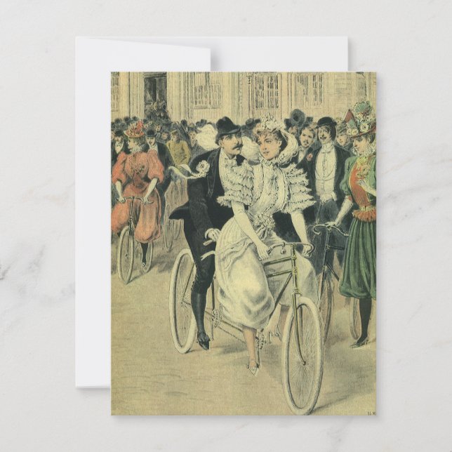 Invitation Vélo neuf mariée et mariée Mariage victorienne (Devant)