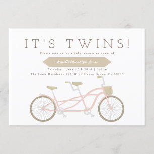 Invitation Vélo Tandem   Baby shower jumeaux