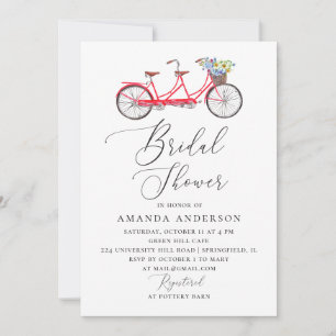 Invitation Vélo tandem rétro. Élégante douche de mariée en éc