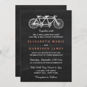 Invitation Vélo Tandem Sur Mariage Chalkboard