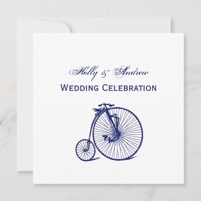 Invitation Vélo Velocipede Penny Farthing vintage Blu (Devant)