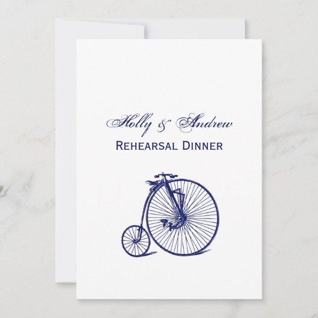 Invitation Vélo Velocipede Penny Farthing vintage Blu (Devant)