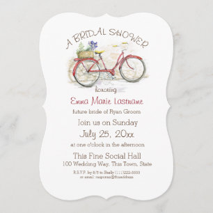 Invitation Vélo vintage avec Fête des mariées Panier à fleurs