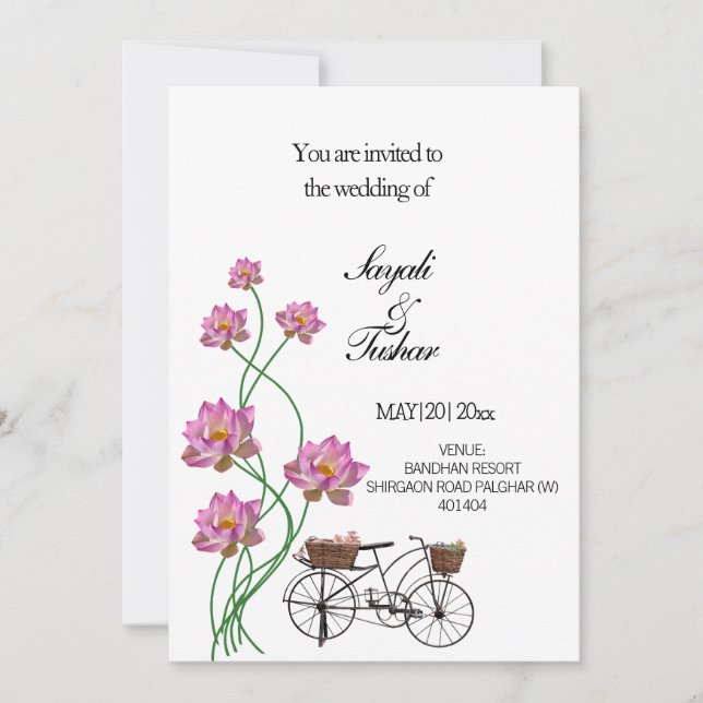 Invitation Vélo vintage Avec Fleurs (Devant)
