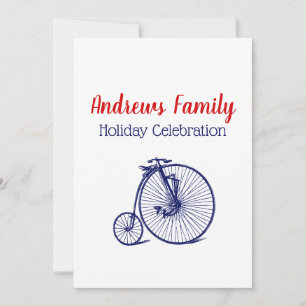 Invitation Vélocipède Vintage Bicyclette Penny Farthing Bleu