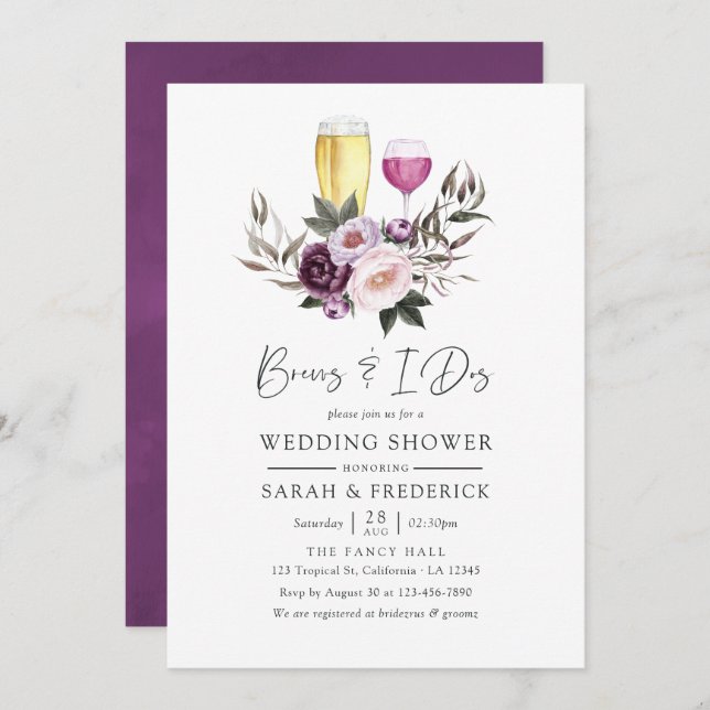 Invitation Velours Profond Floral Se Déroule Avant Le I Dos (Devant / Derrière)