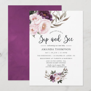 Invitation Velours profond Sip Floral Voir