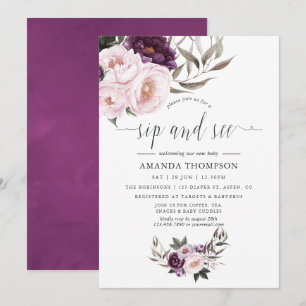 Invitation Velours profond Sip Floral Voir