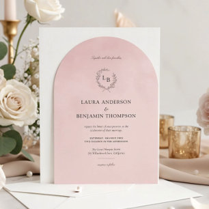 Invitation Velours rose pâle Mariage élégant style arc