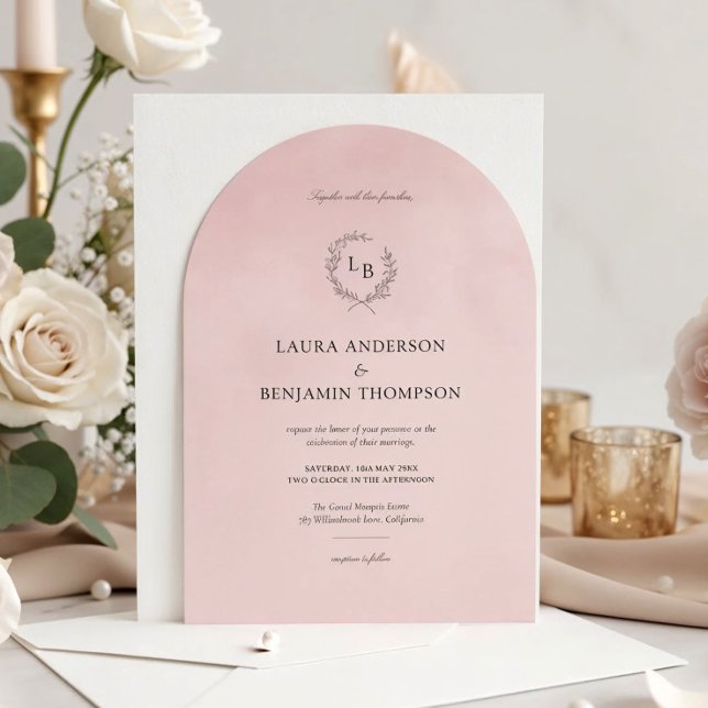 Invitation Velours rose pâle Mariage élégant style arc (Créateur téléchargé)