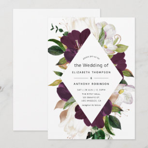 Invitation Velvet de Plum foncé et Mariage floral de printemp