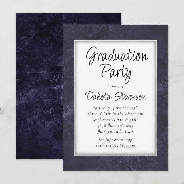 Invitation Velvet Grad | Amethyst Purple Watercolor Party (Devant / Derrière)