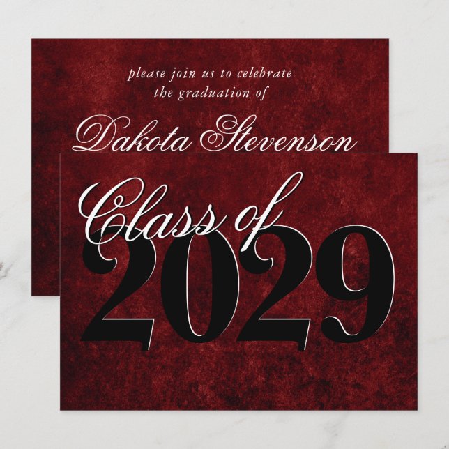 Invitation Velvet Grad | Ruby Red Crimson Jewel Tone Grunge (Devant / Derrière)
