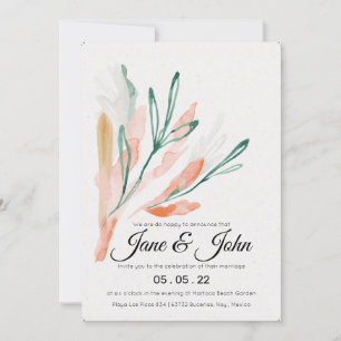 Invitation Velvet Jade Peach Foliage Mariage