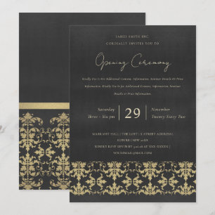 INVITATION VELVET NAVY GOLD DAMASK GRANDE CÉRÉMONIE D'OUVERTU