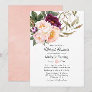 Invitation Velvet Plum et Blush Floral Baby shower virtuel