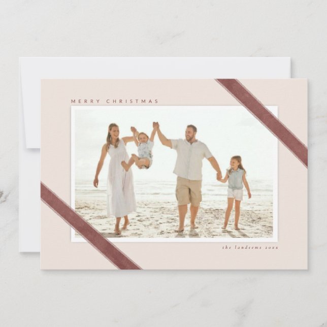 Invitation Velvet Ribbon accentuation design photo de Noël (Devant)