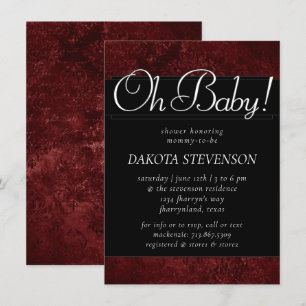 Invitation Velvety Henna Damask   Crimson Red Baroque Oh Baby