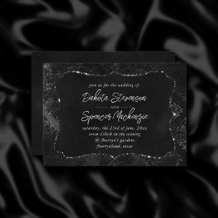 Invitation Velvety Onyx Damask   Black Vampy Grunge Baroque