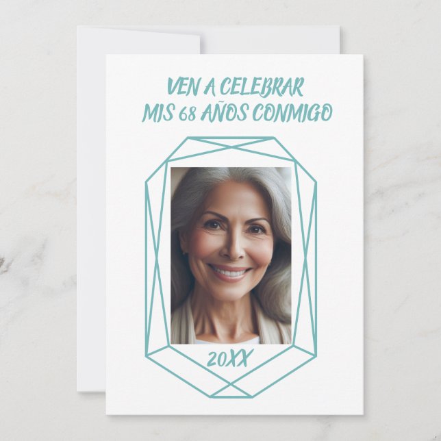 Invitation Ven A Celebrar mis 68 Años Fiesta de Cumpleaños (Devant)