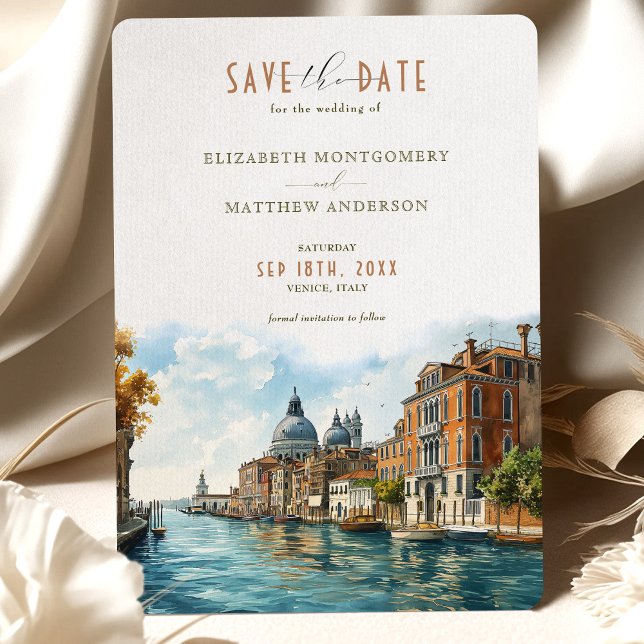 Invitation Venetian Elegance Waterfront Sauvegarder la date (Créateur téléchargé)