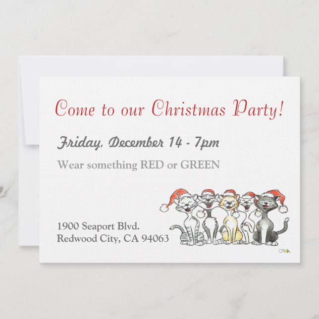 Invitation Venez à notre fête de Noël (chats) ! (Devant)