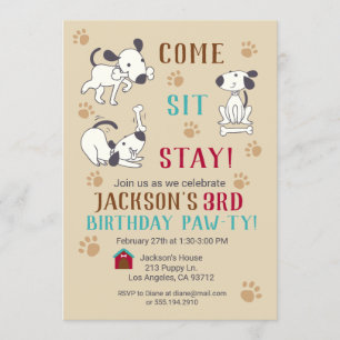 Invitation Venez, asseyez-vous, restez - Garçons Chien Invita