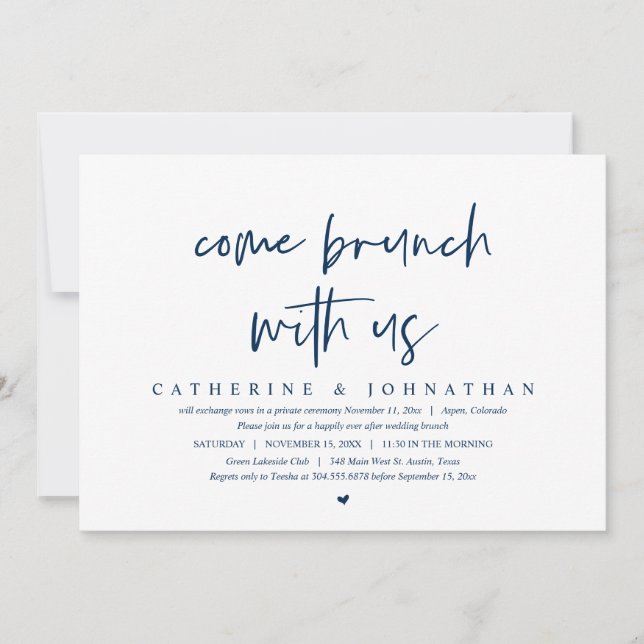 Invitation Venez Brunch avec nous, Mariage Elopement Party (Devant)